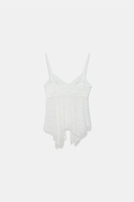 Dilvin Spitzen-Bindebluse ohne Ärmel - Weiß - Image 6