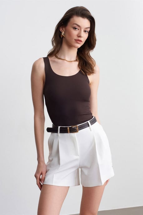 Taillierte ärmellose Baumwollmischung Cami-Bluse - Image 3