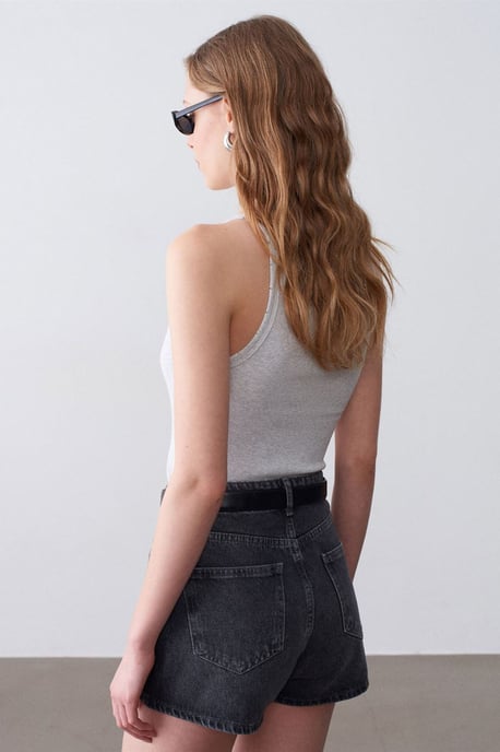 Rippene Baumwoll-Halterbluse - Image 2