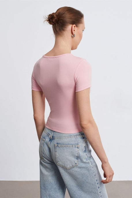 Slim Fit Crop-Jersey-Bluse - Image 3