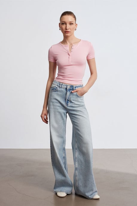 Slim Fit Crop-Jersey-Bluse - Image 4