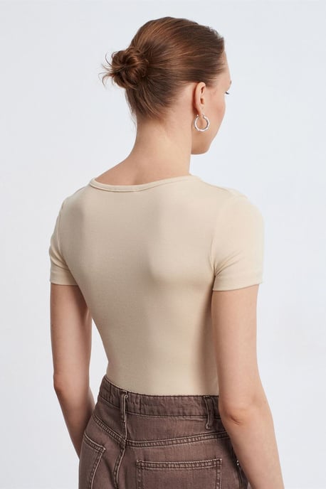 Slim Fit Crop-Jersey-Bluse - Image 2