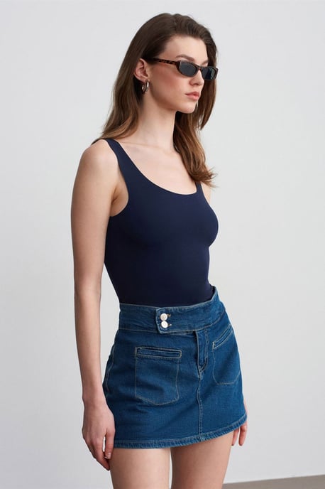 Taillierte ärmellose Baumwollmischung Cami-Bluse - Image 3