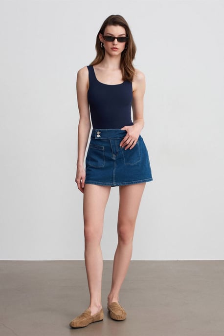 Taillierte ärmellose Baumwollmischung Cami-Bluse - Image 4