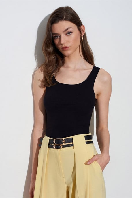 Taillierte ärmellose Baumwollmischung Cami-Bluse - Image 3