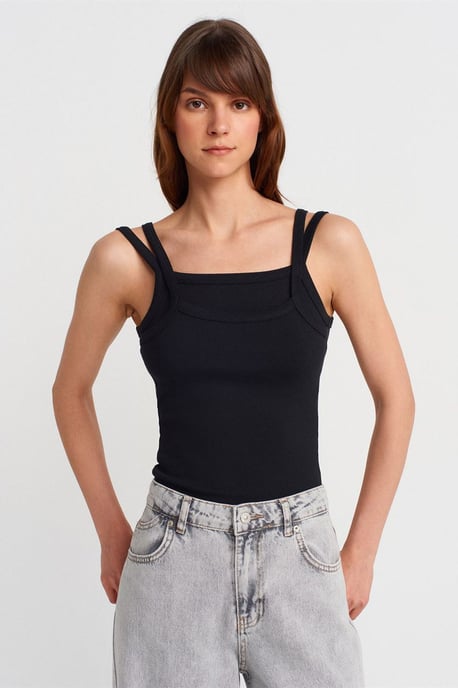 Rippenshirt ohne Ärmel mit quadratischem Ausschnitt - Image 1