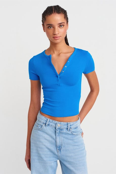 Slim Fit Crop-Jersey-Bluse - Image 1
