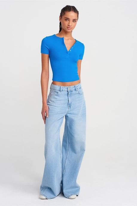 Slim Fit Crop-Jersey-Bluse - Image 4