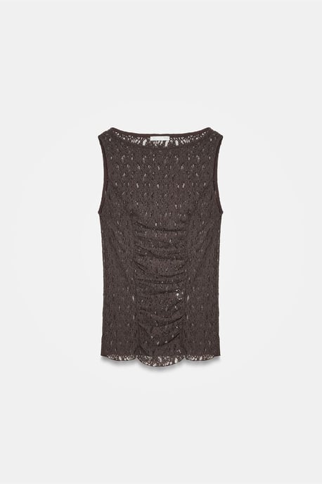 Taillierte Spitzen-Ärmellose Bluse - Image 5