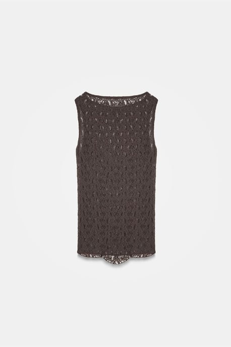 Taillierte Spitzen-Ärmellose Bluse - Image 6