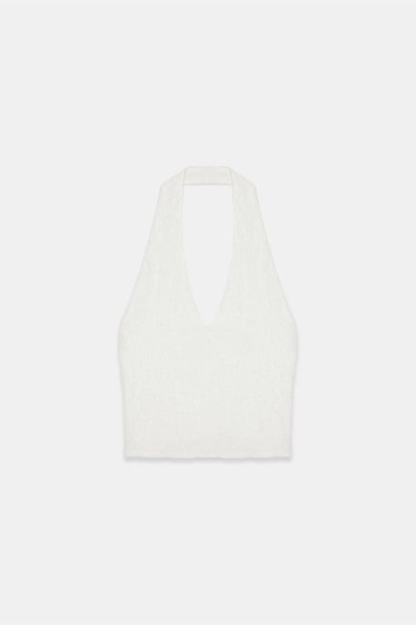 Damen Spitze Neckholder Crop Bluse - Image 5