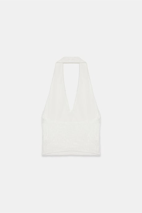 Damen Spitze Neckholder Crop Bluse - Image 6