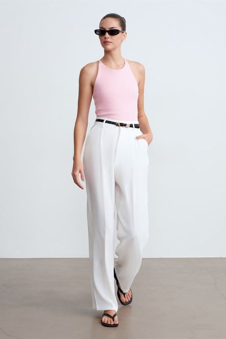 Schlanke Passform Halterneck Jersey Bluse - Image 1