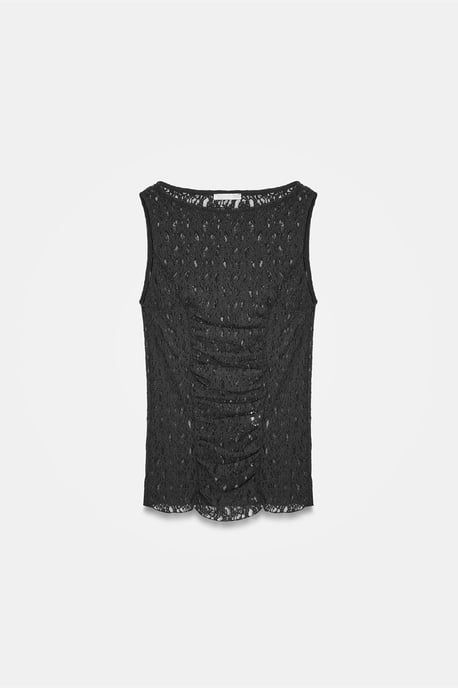 Taillierte Spitzen-Ärmellose Bluse - Image 5