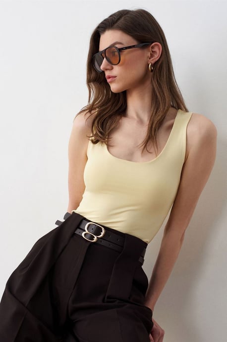 Ärmellose Slim-Fit Jersey-Bluse mit Quadrat-Ausschnitt - Image 2