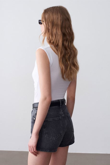Ärmellose V-Ausschnitt Slim-Fit-Bluse - Image 2