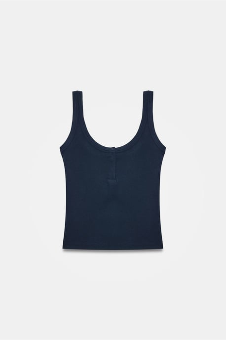 Dilvin Geripptes Cropped Cami-Top für Damen - Marineblau - Image 4