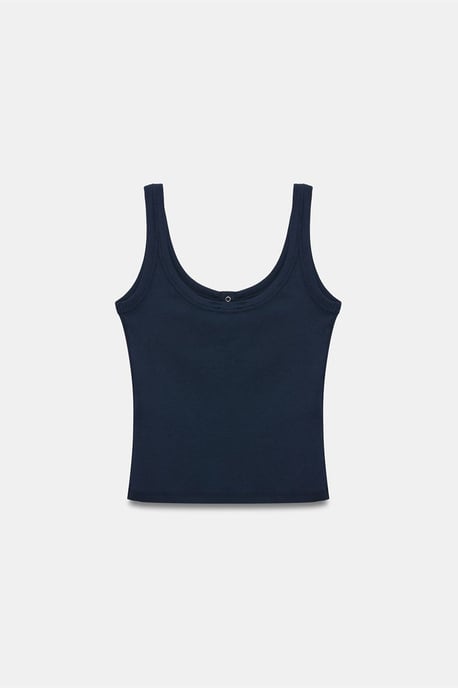 Dilvin Geripptes Cropped Cami-Top für Damen - Marineblau - Image 5