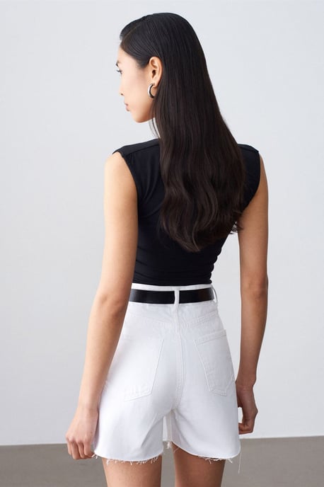 Ärmellose V-Ausschnitt Slim-Fit-Bluse - Image 2