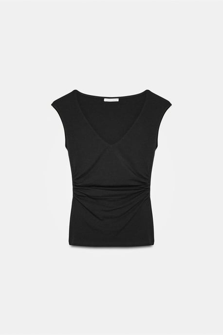 Ärmellose V-Ausschnitt Slim-Fit-Bluse - Image 5