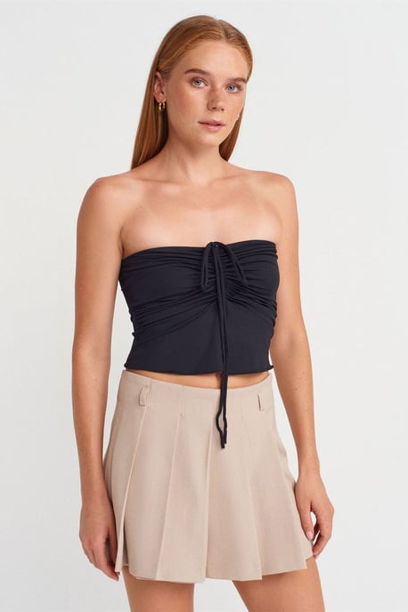 Damen Strapless Crop-Bluse mit Bindeband-Detail - Image 1