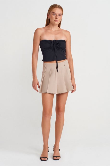 Damen Strapless Crop-Bluse mit Bindeband-Detail - Image 4