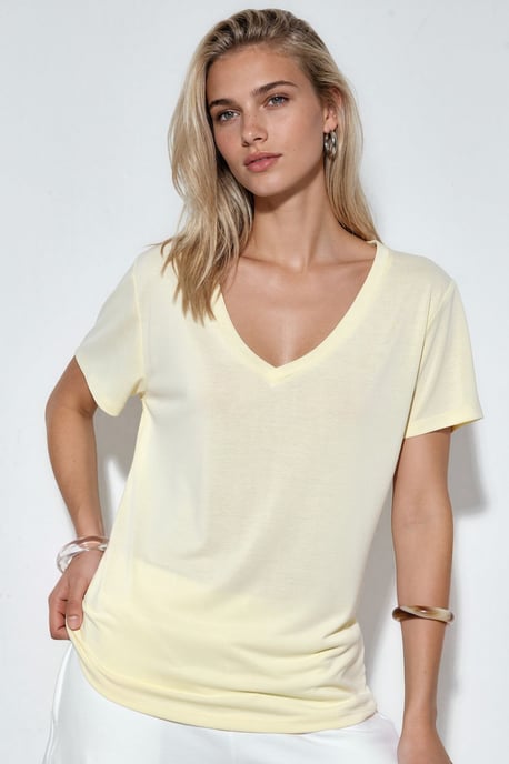 V-Ausschnitt Kurzarm Modal Bluse - Image 1