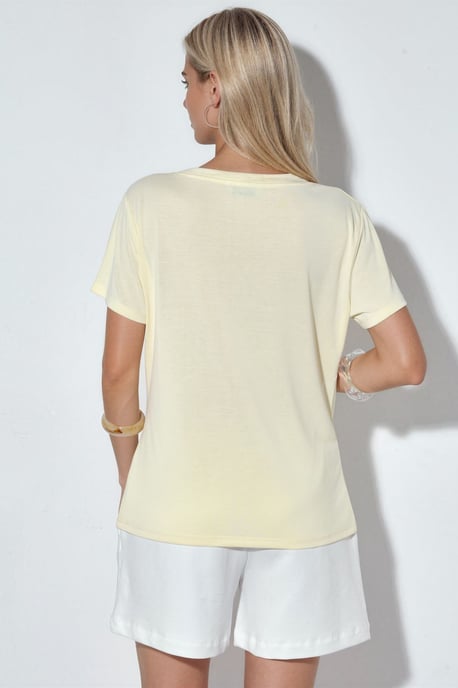 V-Ausschnitt Kurzarm Modal Bluse - Image 3