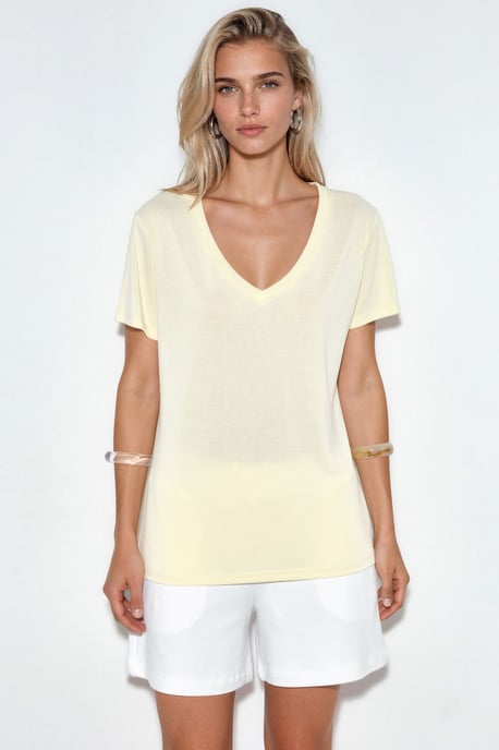 V-Ausschnitt Kurzarm Modal Bluse - Image 5