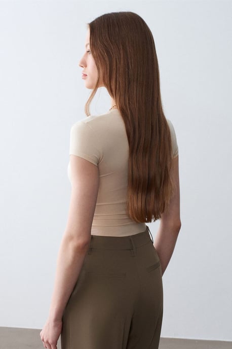 Slim Fit V-Ausschnitt Jerseybluse - Image 2