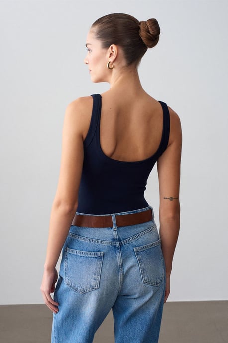 Ärmelloser gerippter Baumwollmischung Body - Image 2