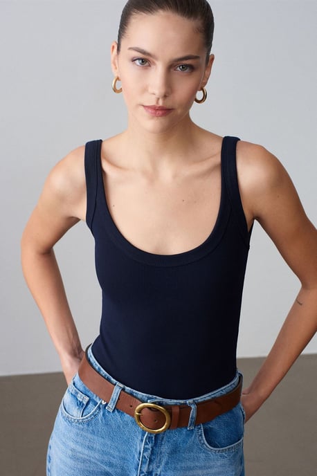Ärmelloser gerippter Baumwollmischung Body - Image 3