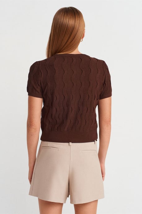 Strukturierte gerippte Crop-Bluse - Image 2