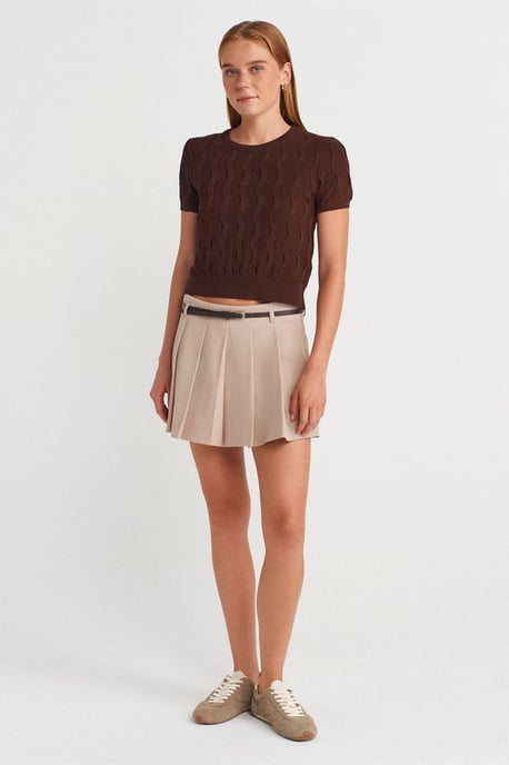 Strukturierte gerippte Crop-Bluse - Image 4
