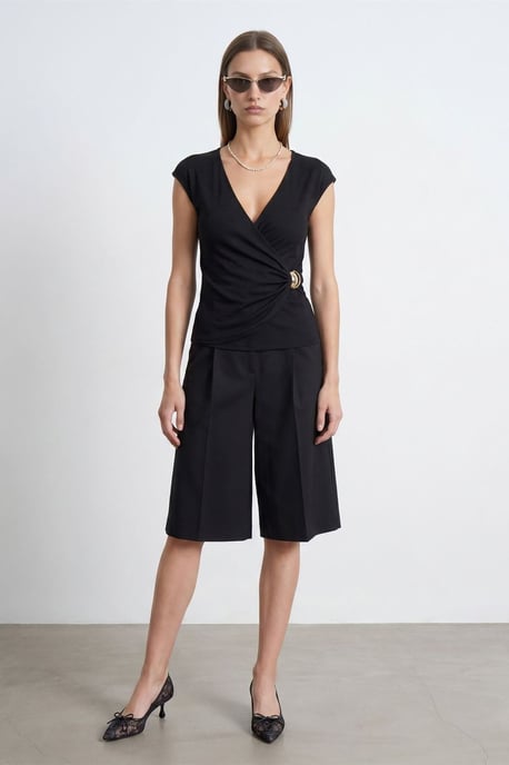 Damen Slim Fit Wickelbluse - Image 3