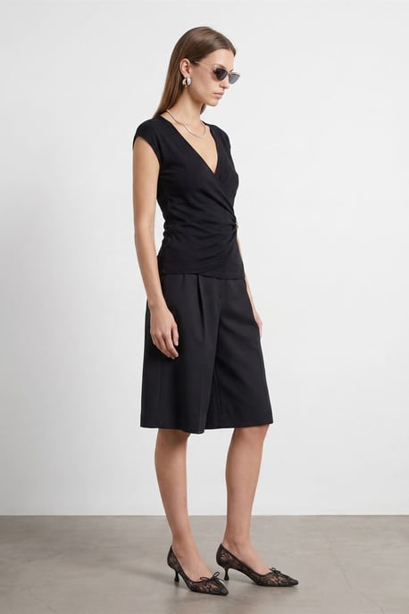 Damen Slim Fit Wickelbluse - Image 4