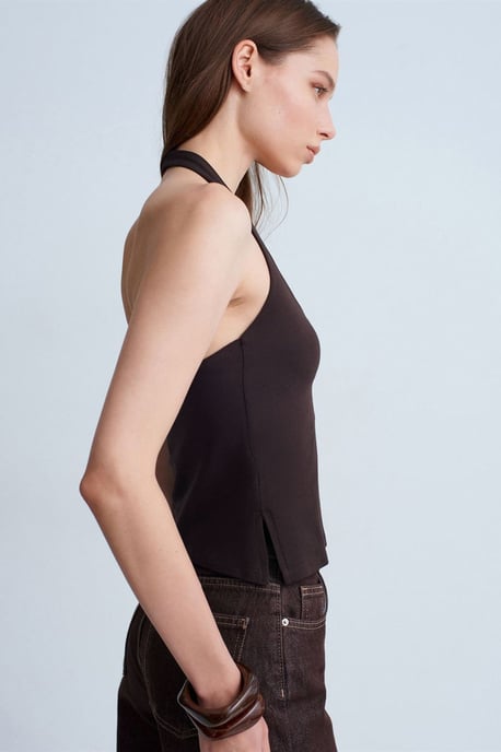 Halternekrücken Cut-Out Slim Fit Bluse - Image 2