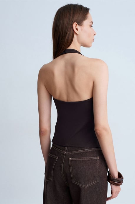 Halternekrücken Cut-Out Slim Fit Bluse - Image 3
