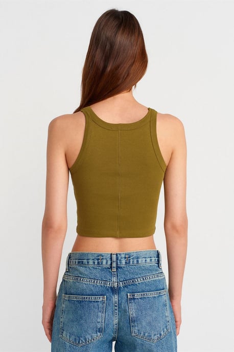 Rippstrick Baumwollmischung Ärmelloses Crop Top - Image 2