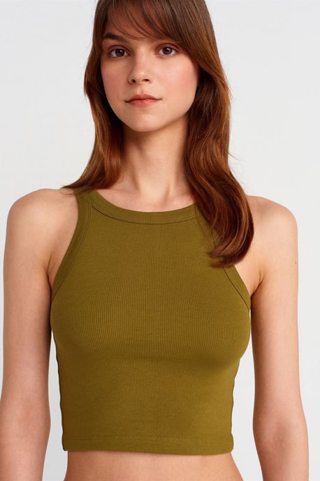 Rippstrick Baumwollmischung Ärmelloses Crop Top - Image 3