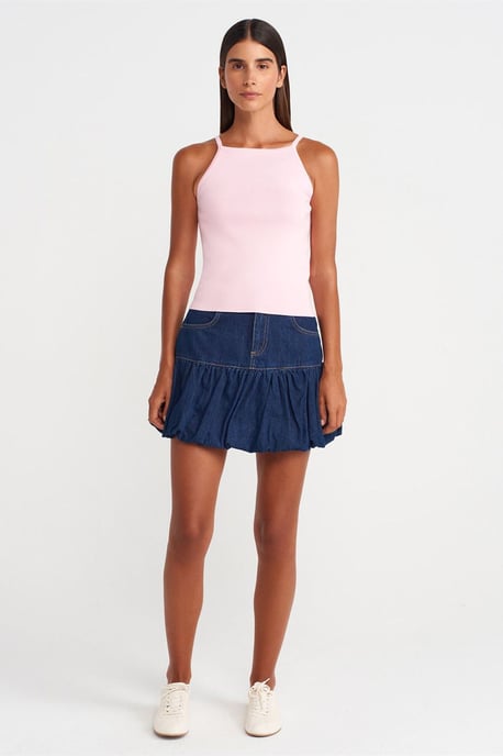 Schlankes Fit Halter Strickbluse mit Schleifendetail - Image 3