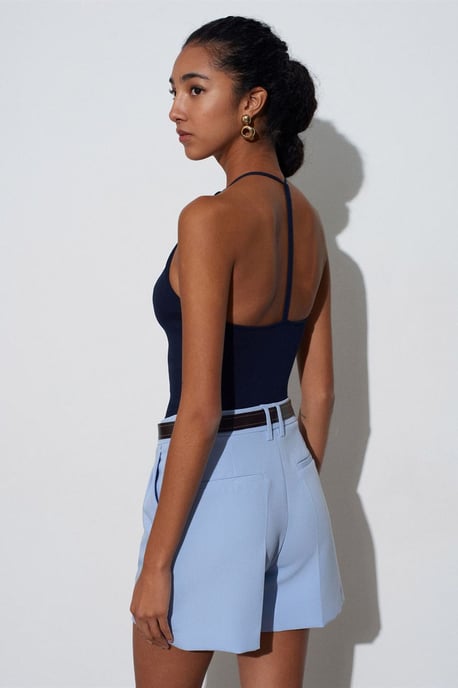 Schlanke Passform Halterneck Jersey Bluse - Image 2