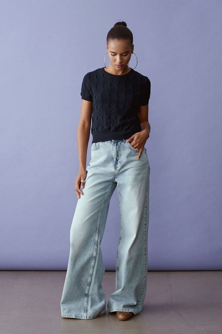 Strukturierte Ripp-Crop-Bluse - Image 1