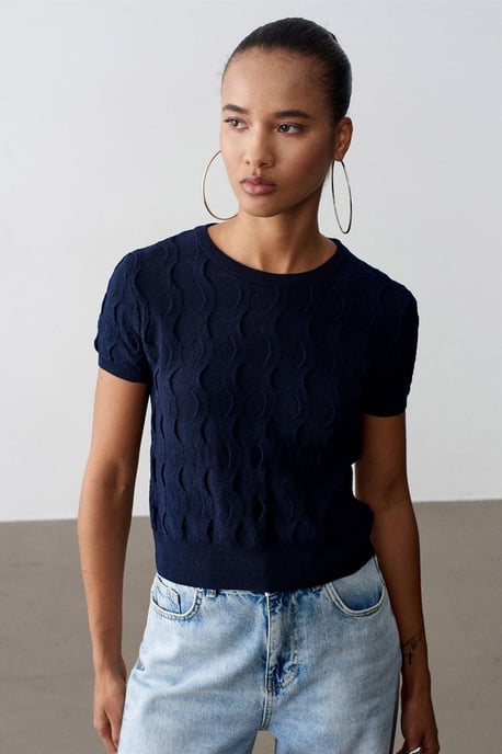 Strukturierte Ripp-Crop-Bluse - Image 3