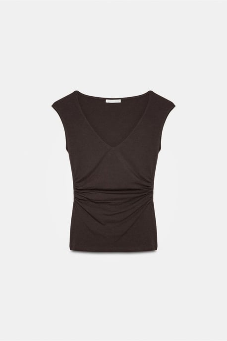 Ärmellose V-Ausschnitt Slim-Fit-Bluse - Image 5