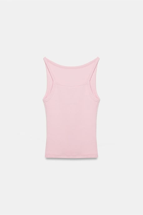 Gerippte Halsbandfreie ärmellose Bluse - Image 6