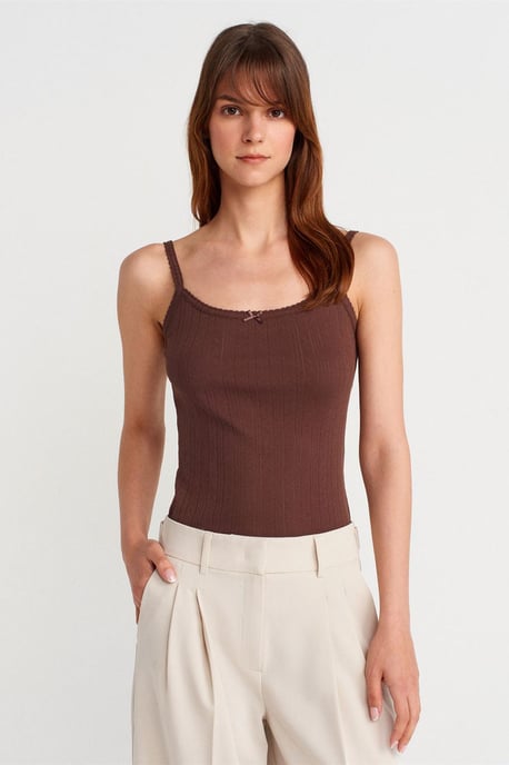 Schlankes, geripptes Baumwoll-Cami-Top - Image 1