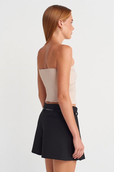 Damen Strapless Crop-Bluse mit Bindeband-Detail - Image 2