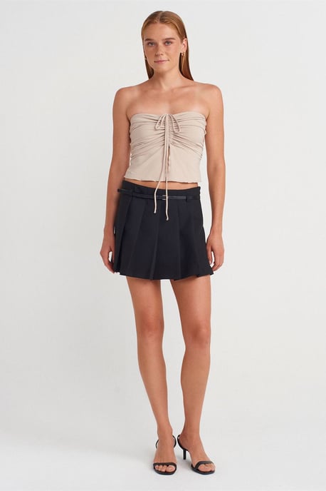 Damen Strapless Crop-Bluse mit Bindeband-Detail - Image 4