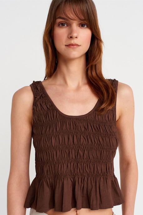 Strukturierte Baumwoll-Modal-Crop-Top-Bluse - Image 3